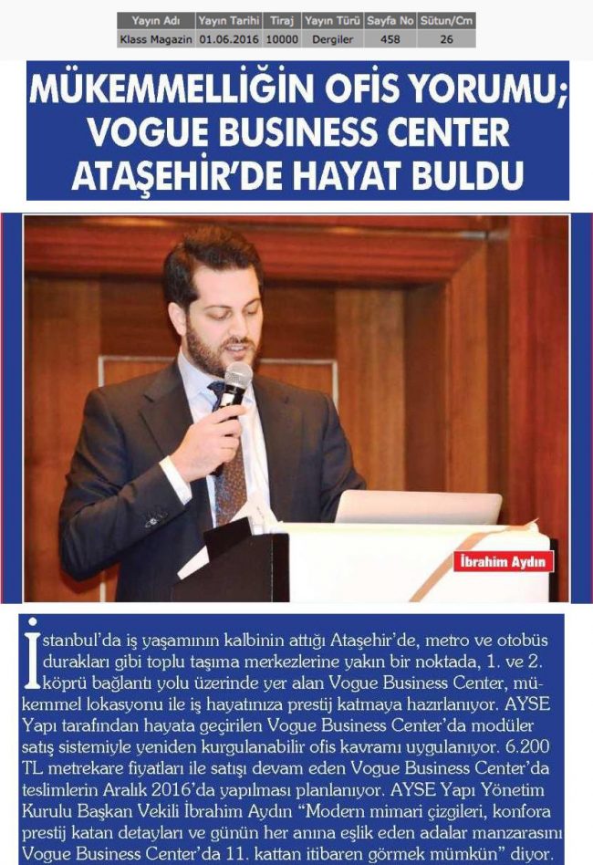Vogue Business Center Ataşehir'de hayat buldu.